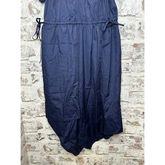 A.L.C. Odin Poplin Midi Asymmetric Cotton Dress Maritime Navy Blue Size 8 NWT - Picture 9 of 15